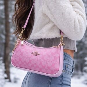 Coach Fuchsia Shoulder Bag with Chain Detail